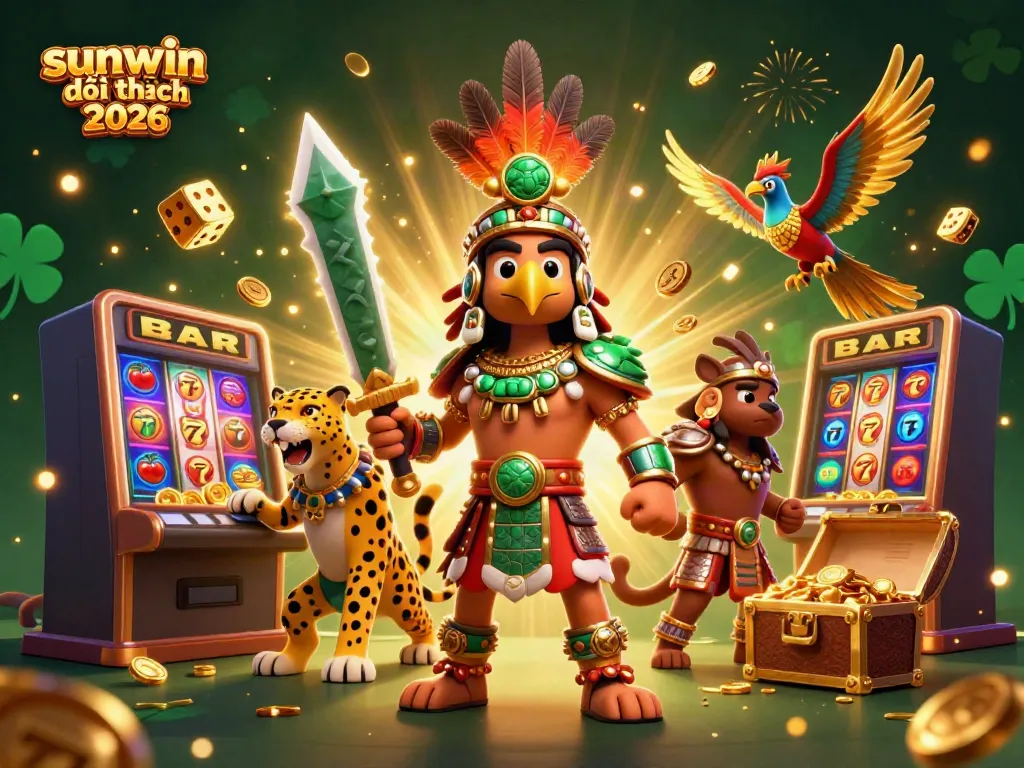 Experience the thrill of sunwin đổi thưởng 2026 with Aztec warriors and casino games in a vibrant, dynamic scene.