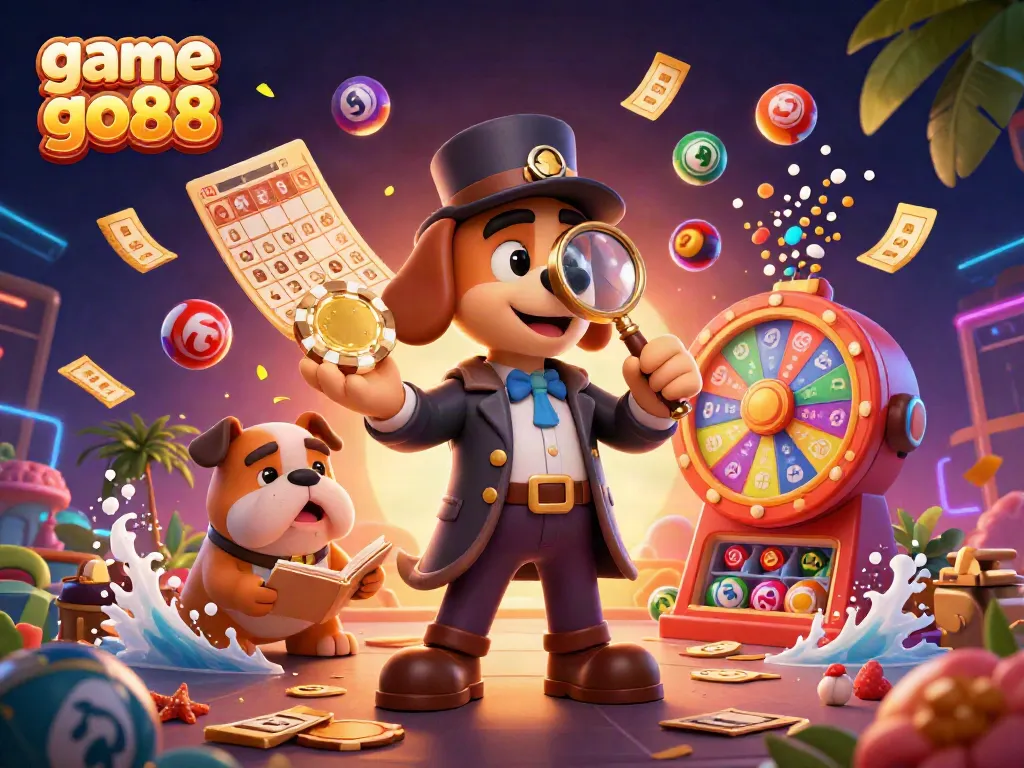 Engage with exciting games at game go88 through this vibrant casino-themed illustration.