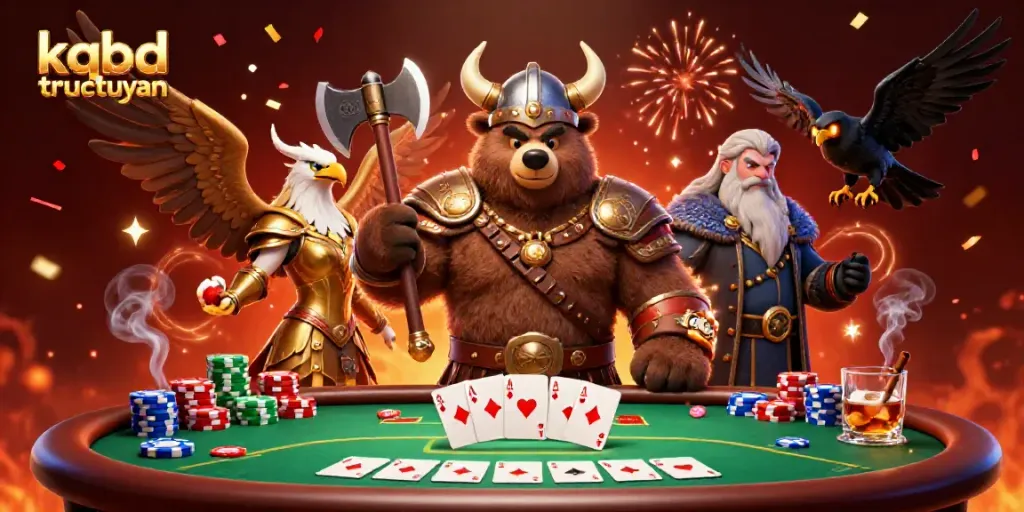 Engage with real-time betting events at kqbd tructuyen, featuring dynamic 3D characters in a vibrant casino setting.